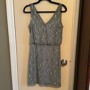 ADRIANNA PAPELL Gray Sequin Dress